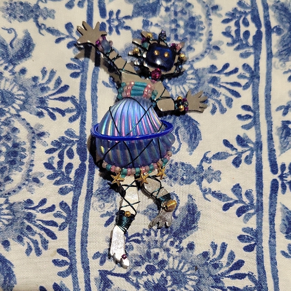 Liztech 96 Wild Girl Hula Blue Purple Brooch Signed